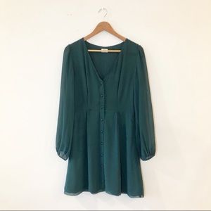 WILFRED Button Front puff sleeve dress | 6 green